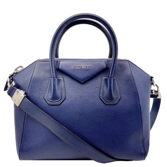 Givenchy  Antigona Leather Satchel Shoulder Bag Navy Blue - Picture 1 of 12